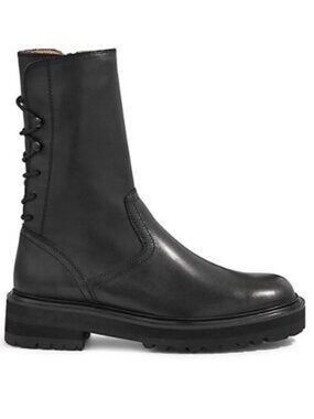 Alias Mae Dom Combat Boots Black Leather Platform Lace-Up EU 37